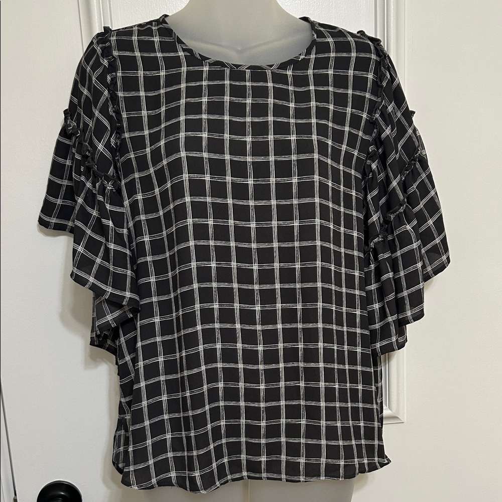 Loft Black and White Checkered Women's Top